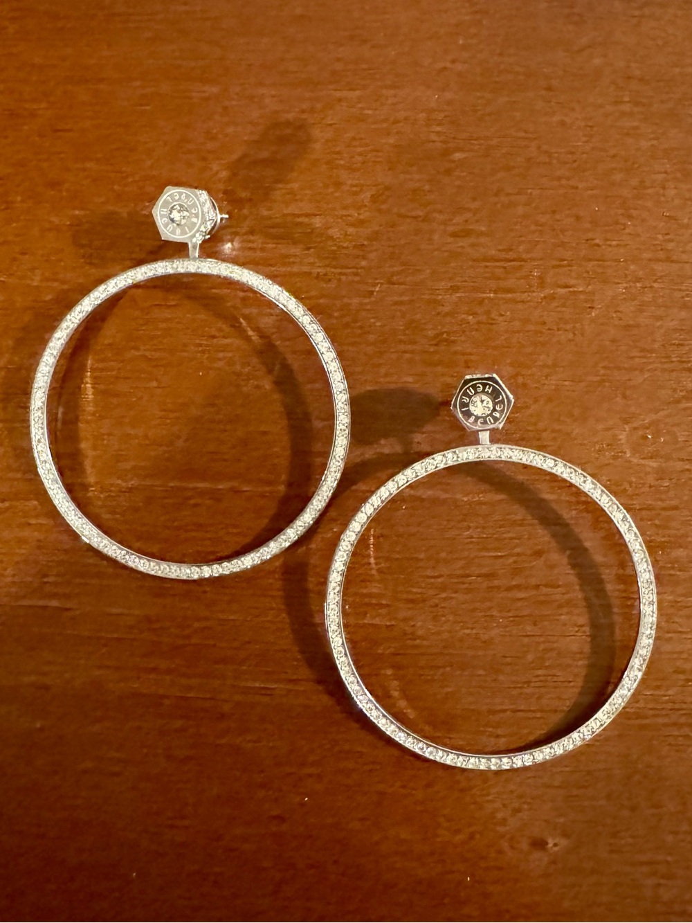 Henri Bendel Silver Crystal Hoop Earrings